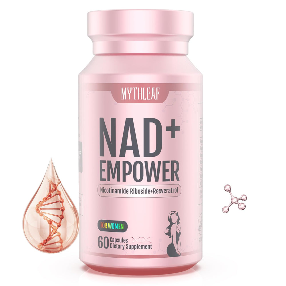 MythLeaf NAD+ for Women bottle on display highlights premium daily energy.