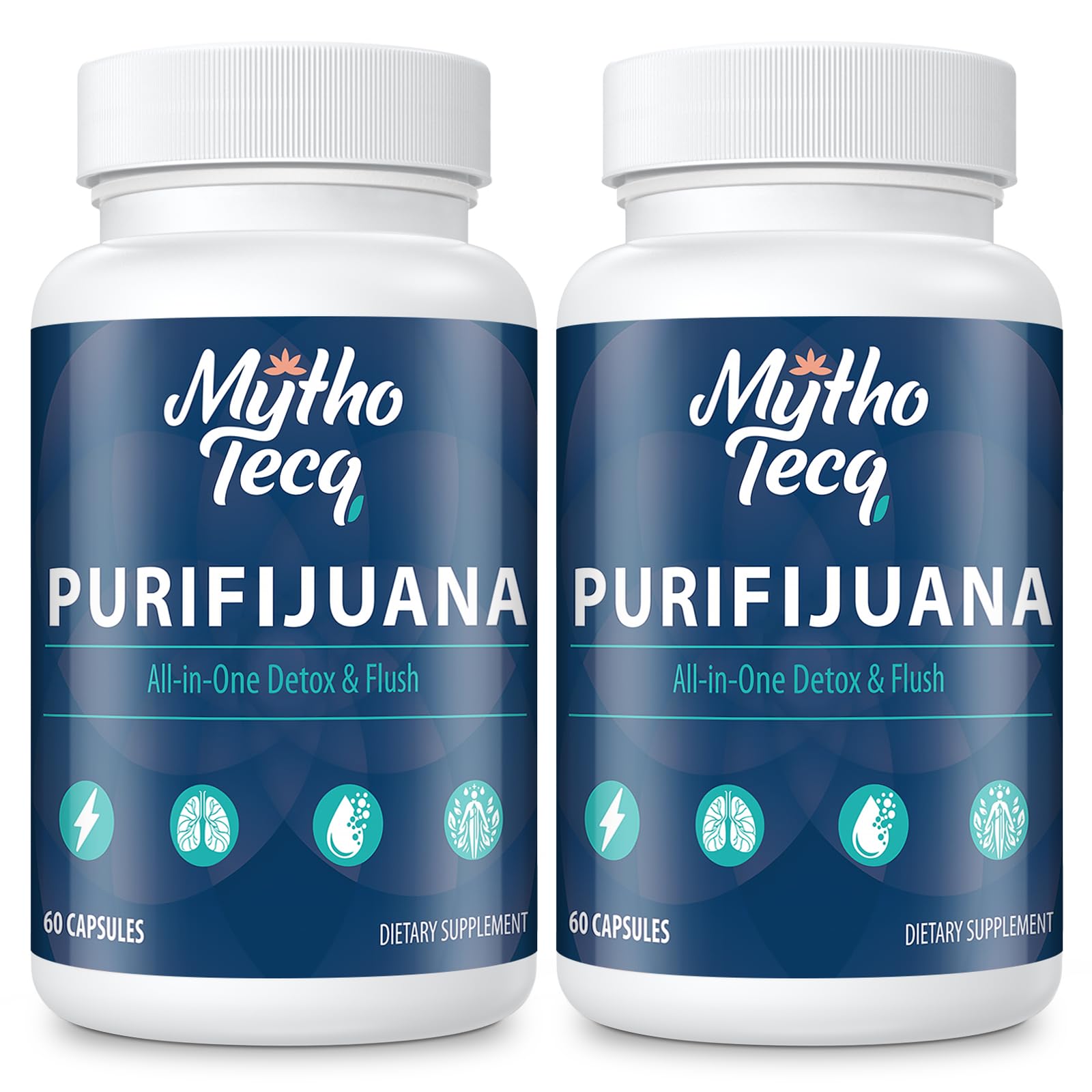 MythoTecq 90,000MG detox capsules close-up for convenient daily cleanse support.