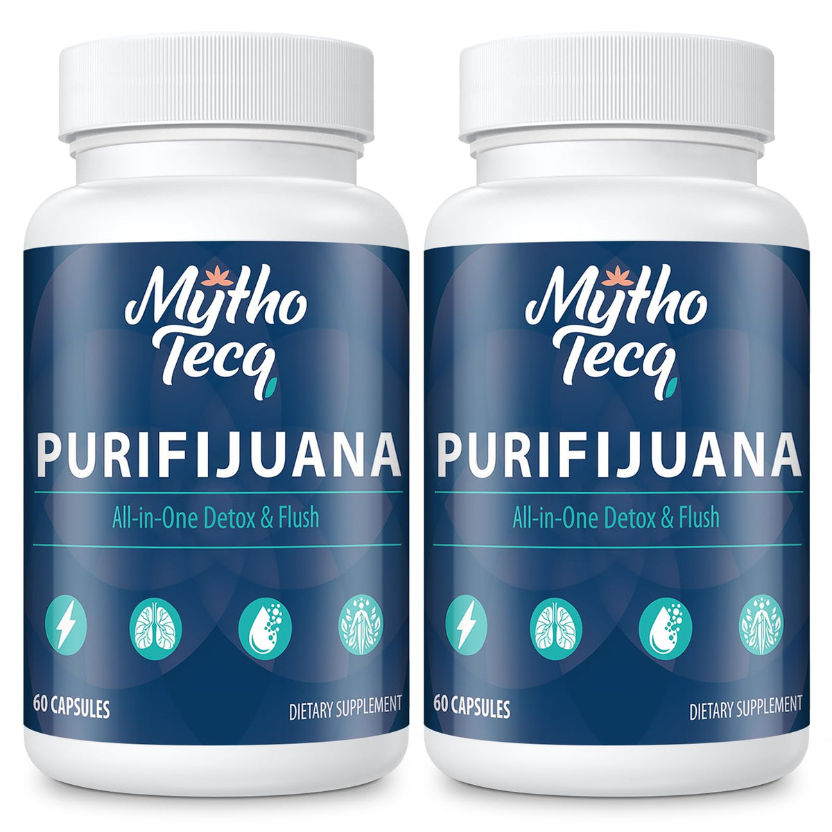 MythoTecq 90,000MG detox capsules close-up for convenient daily cleanse support.