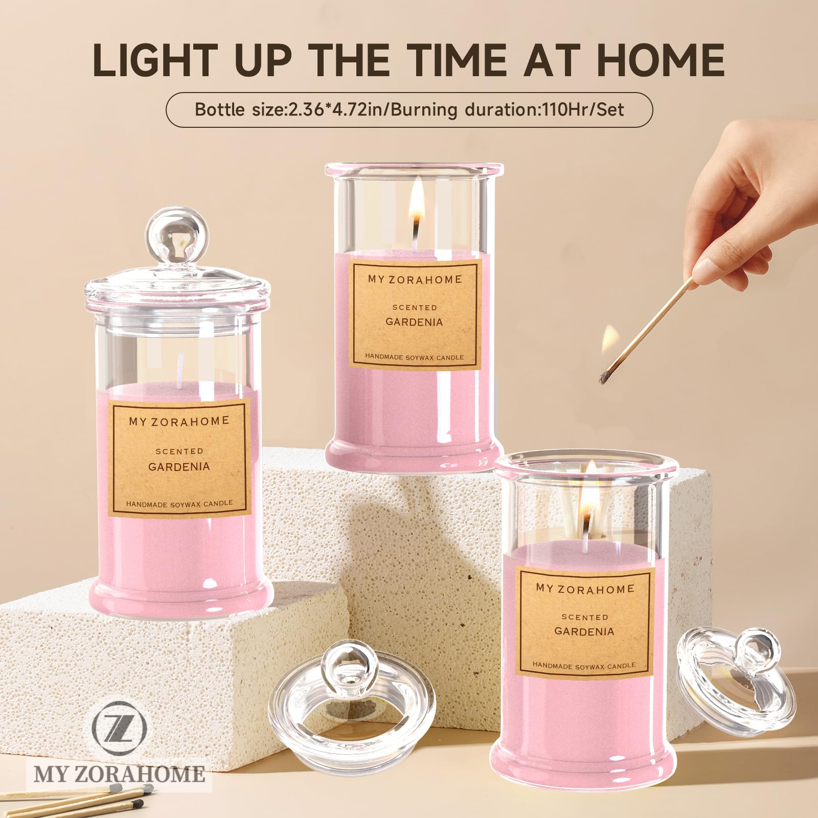 MY ZORAHOME Gardenia candle wick crackle creates a cozy, relaxing atmosphere.