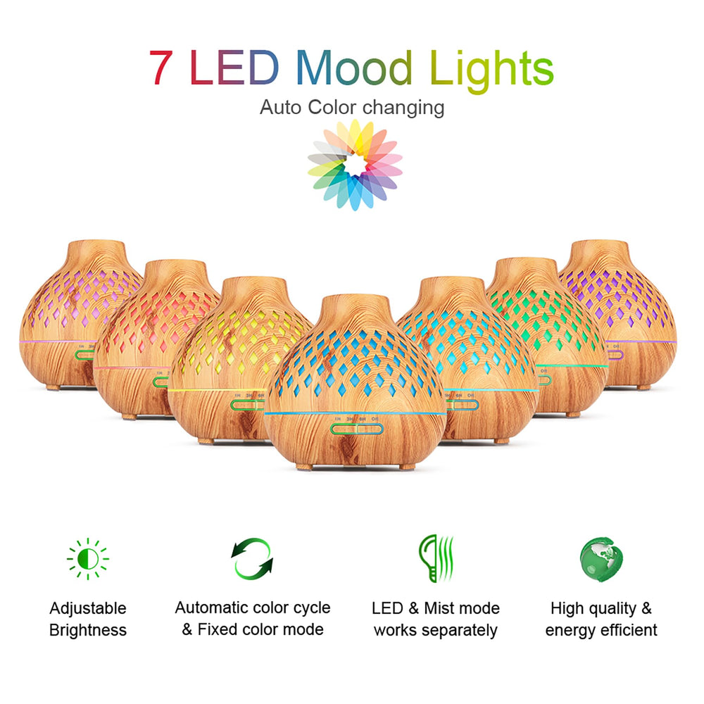 Mzooli diffuser with 7 LED colors adds calming ambience to any room