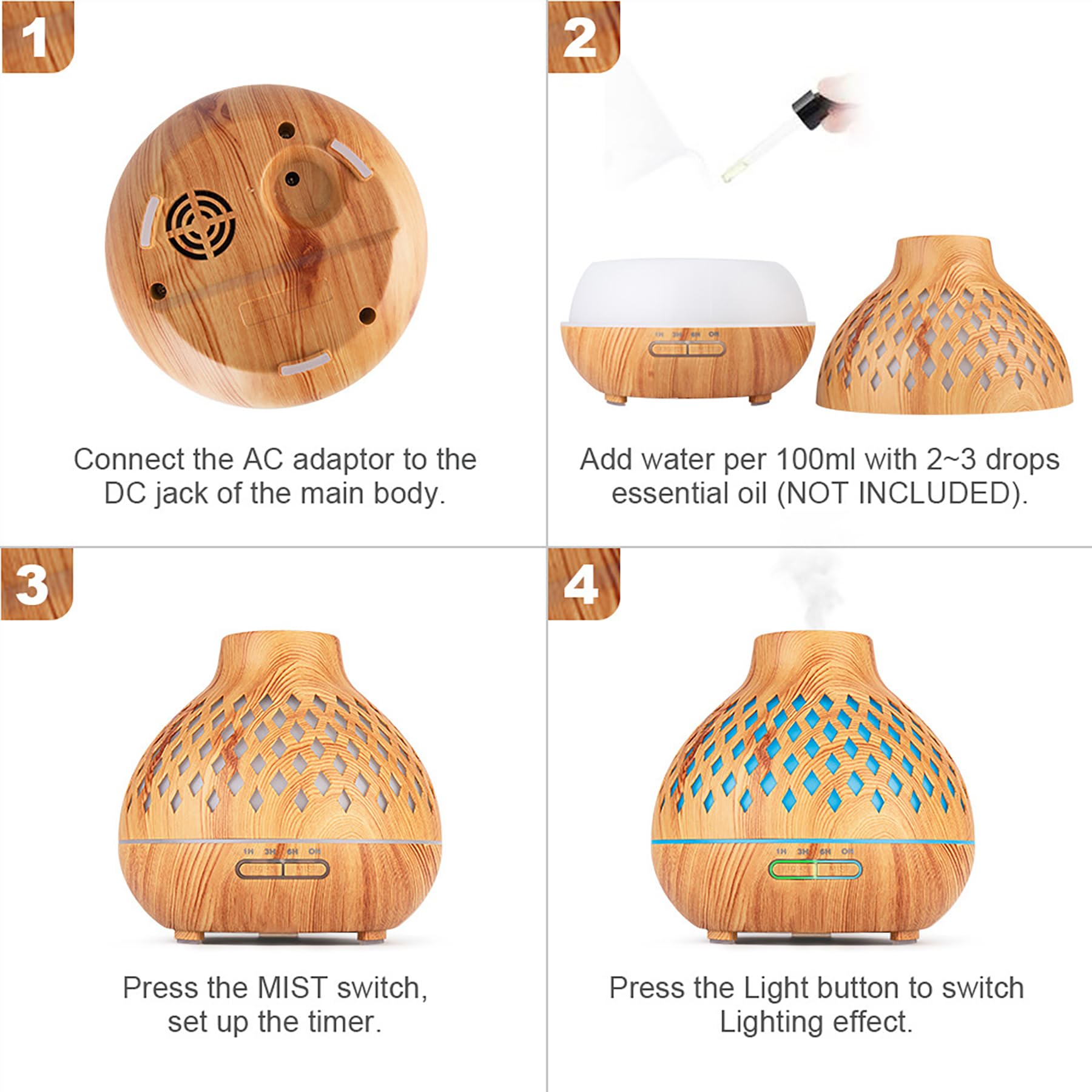 Mzooli diffuser operates quietly to support focus and relaxation