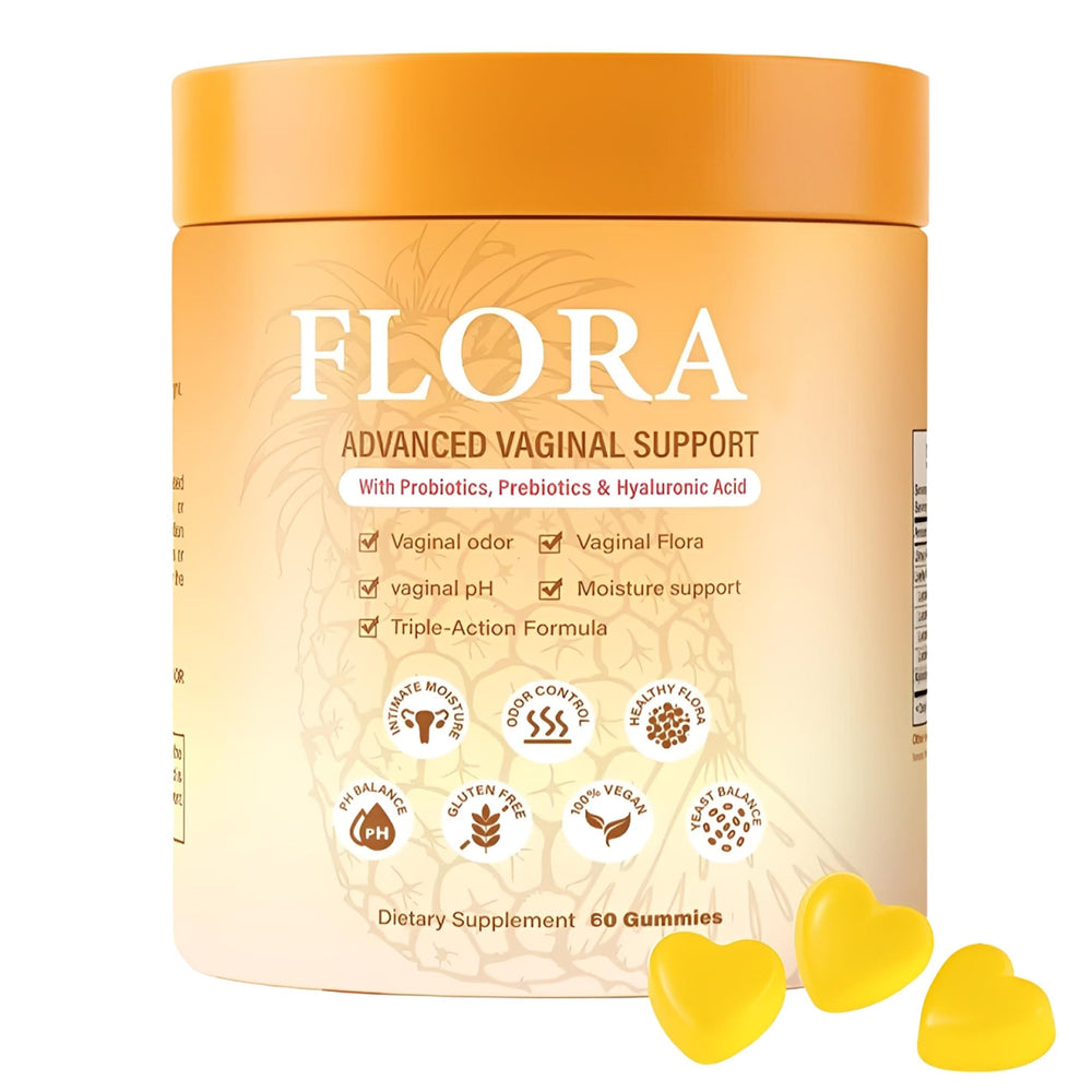 MZXDXZE Flora Plus Gummies bottle front for daily vaginal health support and balanced flora.