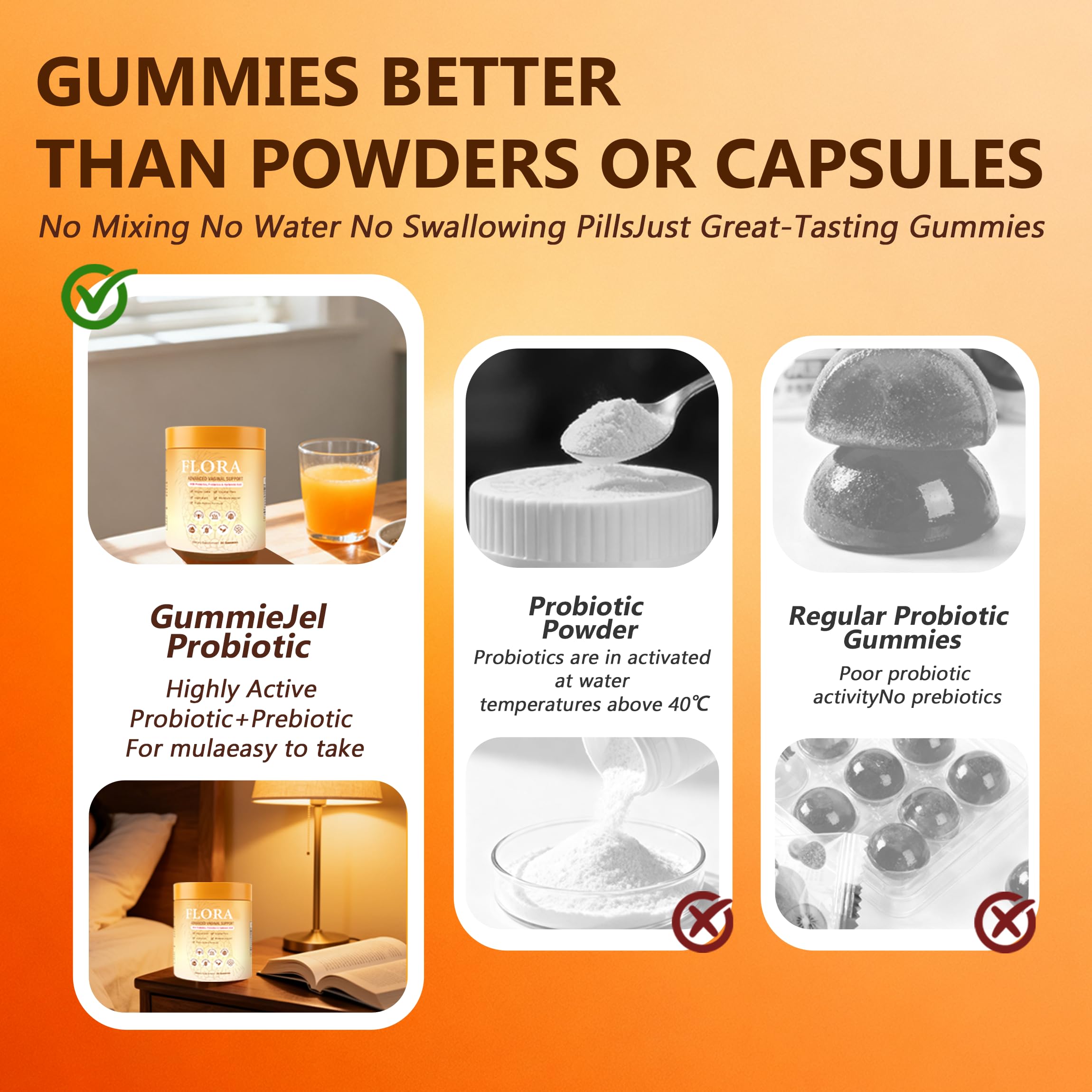 MZXDXZE Flora Plus Gummies probiotics and pH-support ingredients for women's health.