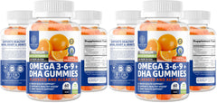 N1N Premium Omega 3-6-9 DHA Gummies bottle front highlighting plant-based formula for brain and immunity