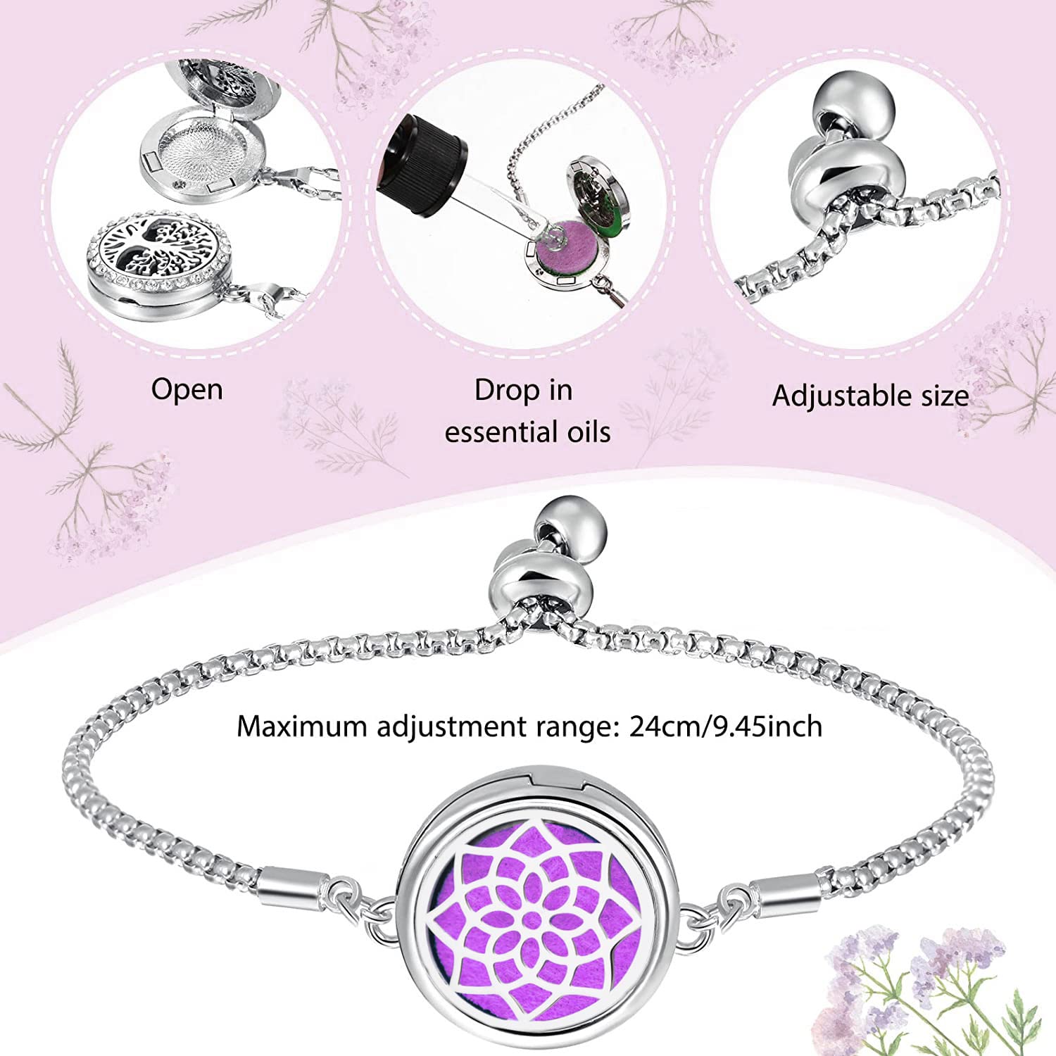 Nadiho diffuser bracelet adjustable chain demonstrates easy one-person wear