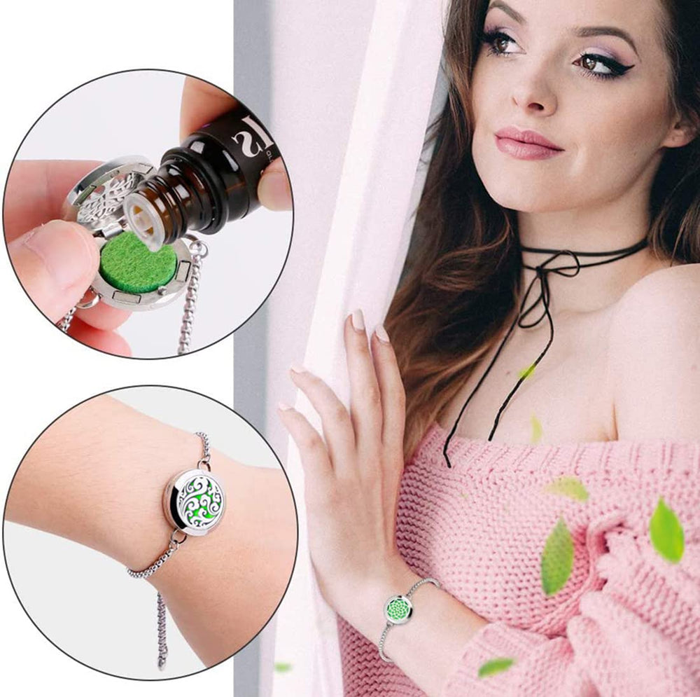 Nadiho diffuser bracelet worn on wrist demonstrates fragrance on demand during daily wear