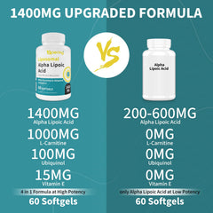 Naering Liposomal Alpha Lipoic Acid label closeup shows 1400mg dosage for users
