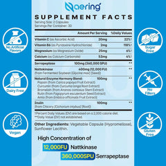 Naering liposomal nattokinase bottle label highlights liposome delivery for absorption