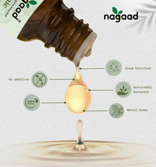 Nagaad Frankincense massage oil used for a soothing skincare routine.
