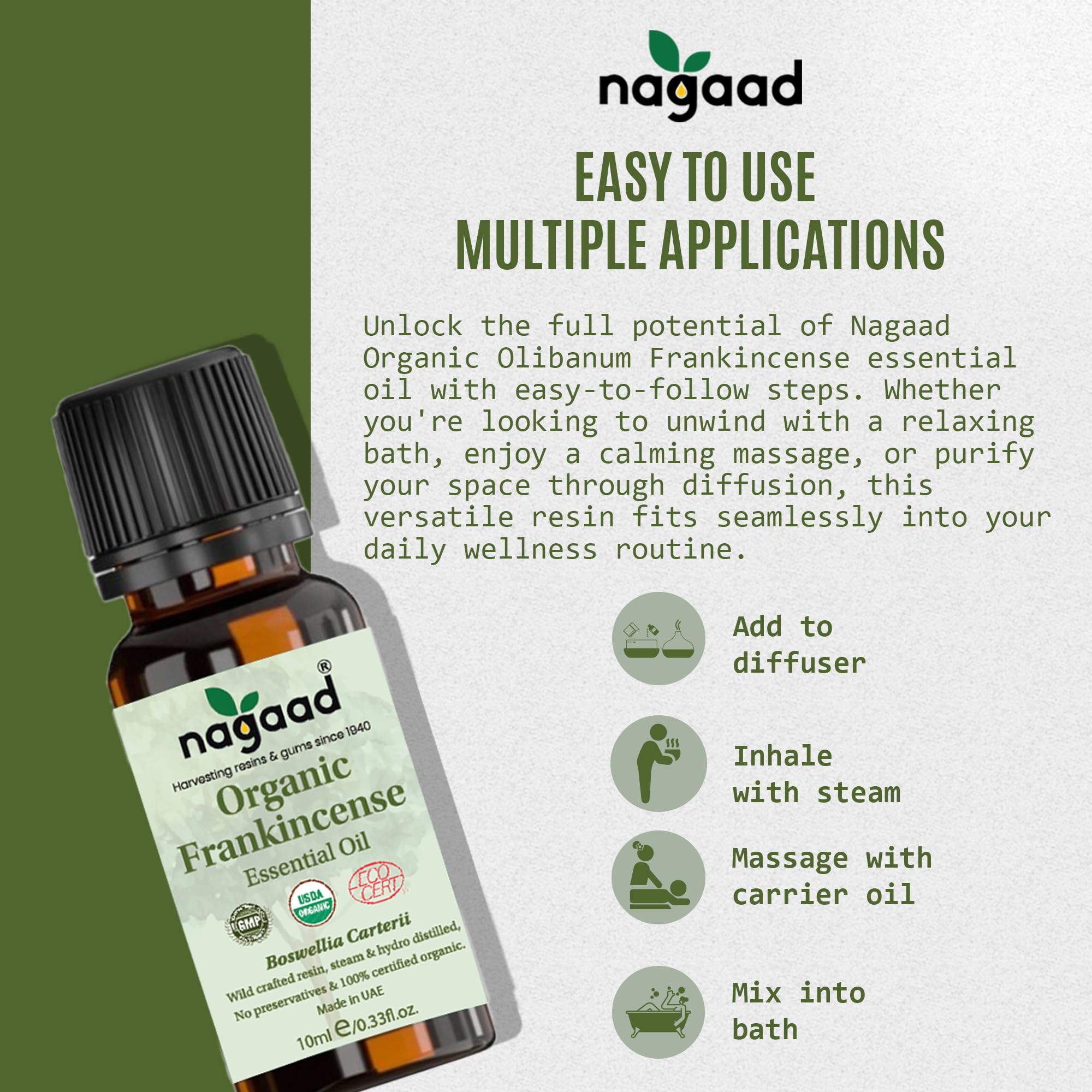 Nagaad Frankincense aromatherapy scene promoting relaxation in a calm space.