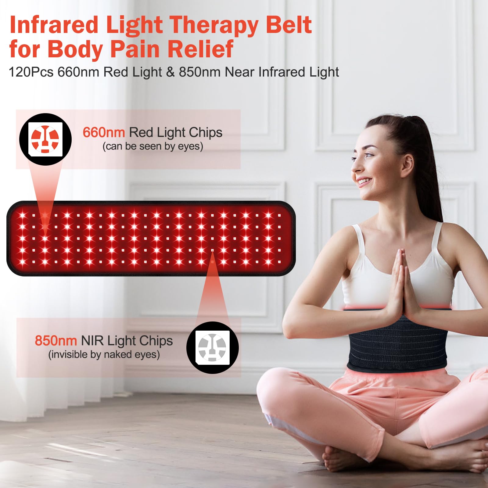 Nail girls red light therapy belt coverage area for back and shoulders.