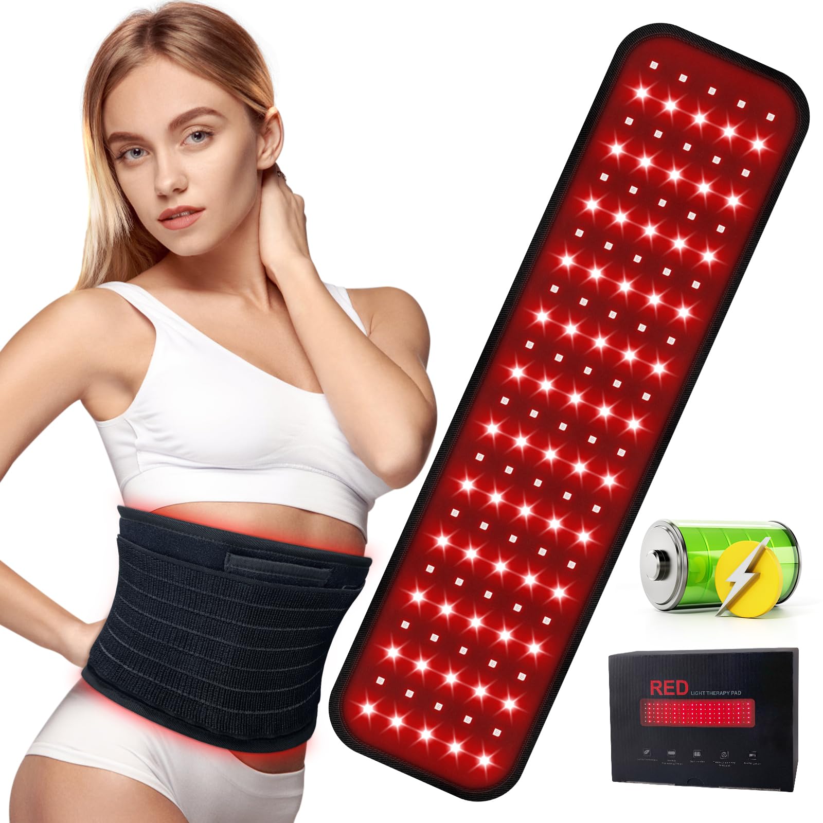 Nail girls red light therapy belt front view for targeted pain relief.