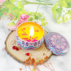 Naimo gardenia scented candle tin enhances baths with calm floral notes.