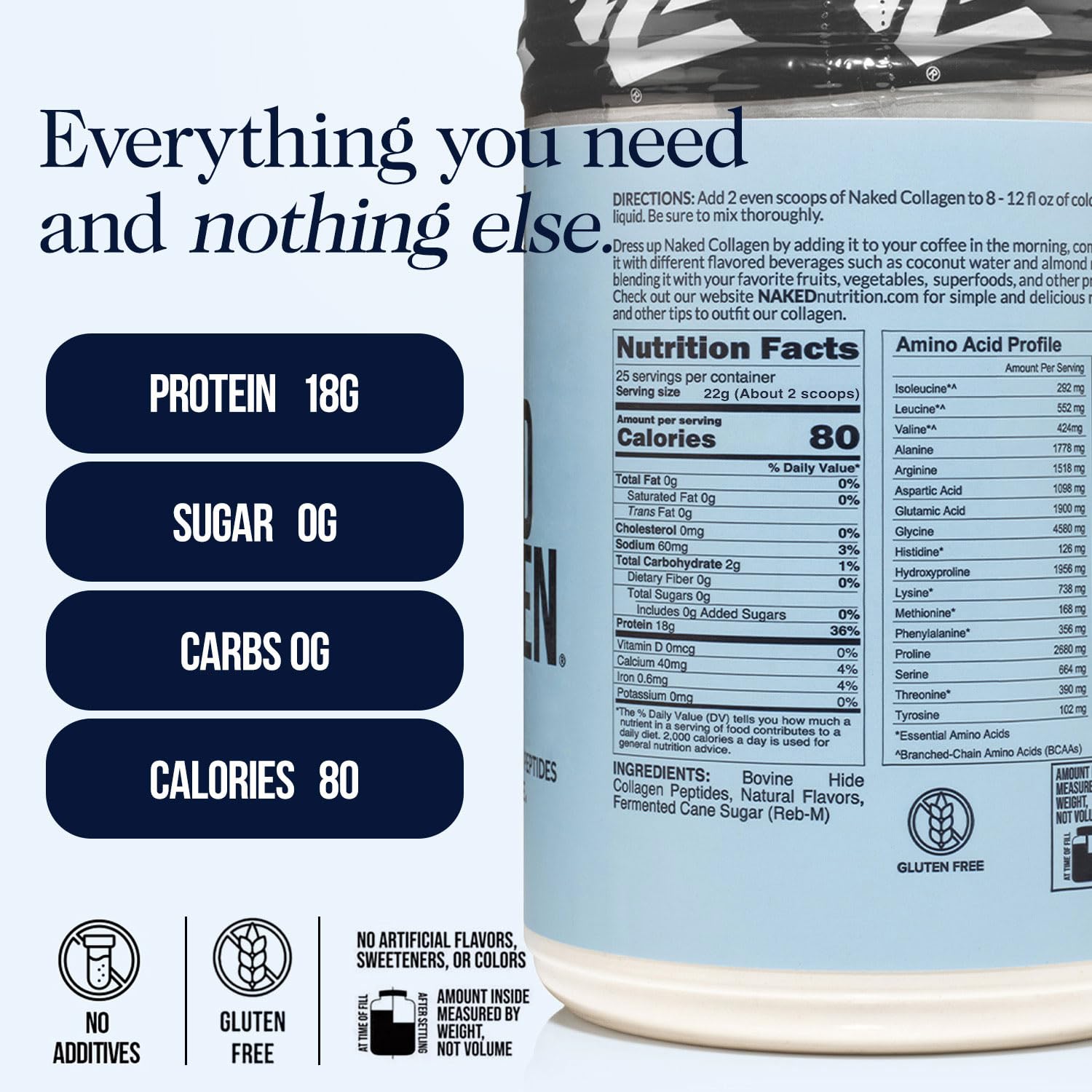 Naked Caramel Collagen Peptides scoop showing easy beverage mixing