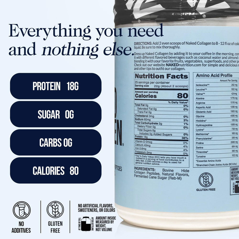 Naked Caramel Collagen Peptides scoop showing easy beverage mixing