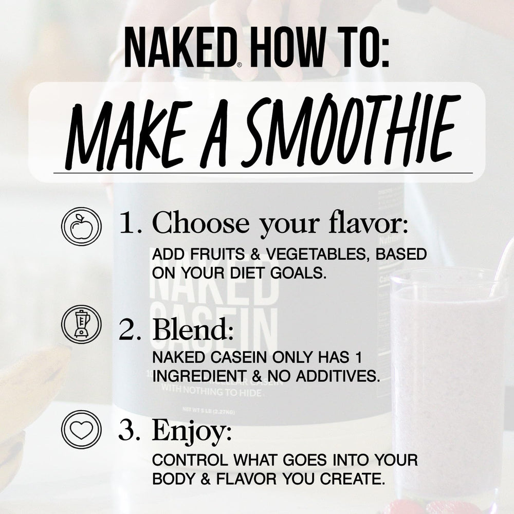 NAKED Chocolate Casein pantry setup with clean, GMO-free protein.