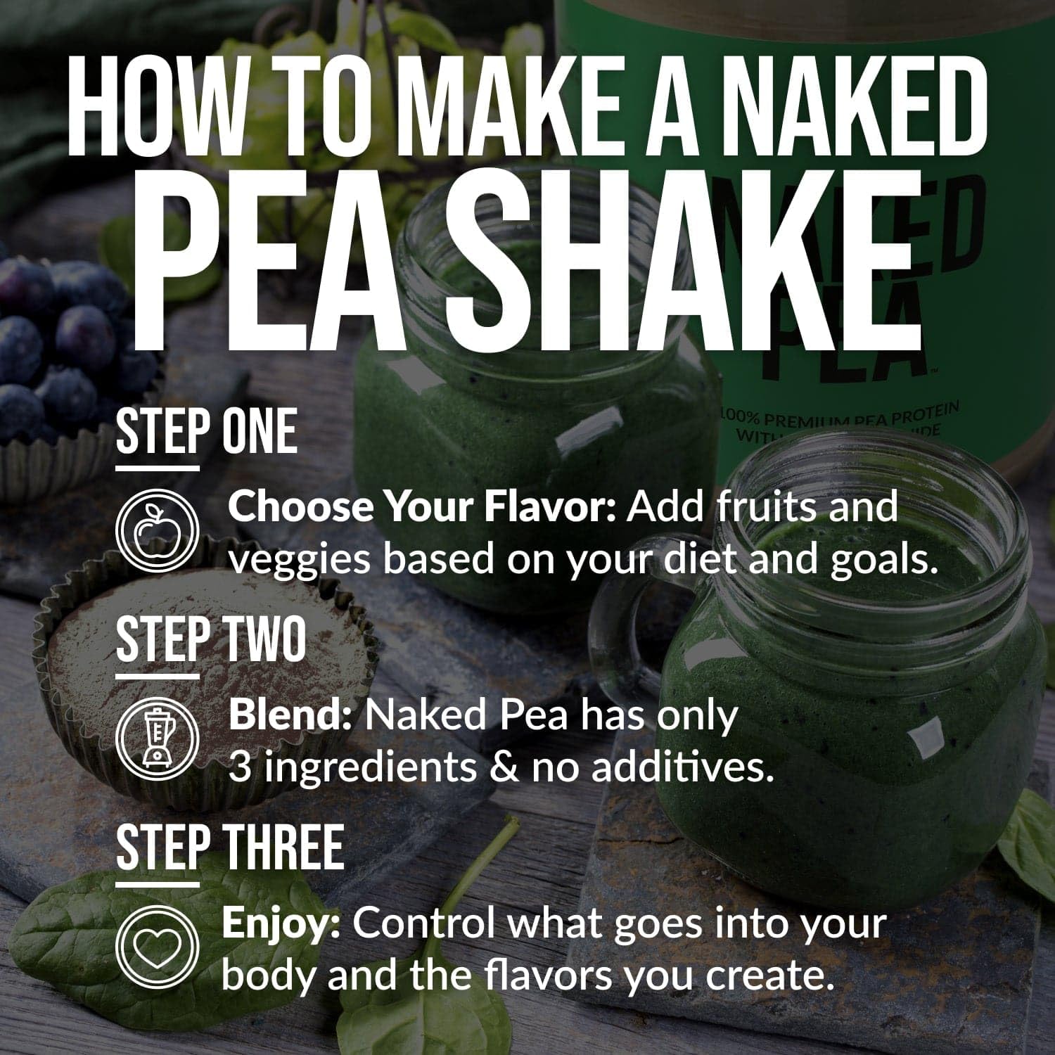 Nutrition information for NAKED Chocolate Pea Protein per serving