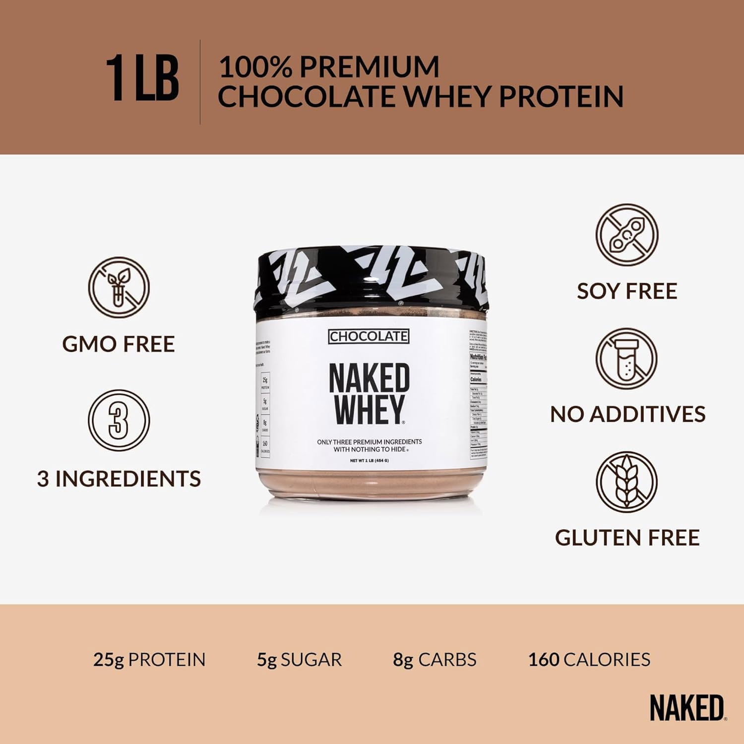NAKED Chocolate Whey Organic Cacao close-up for premium smoothie base