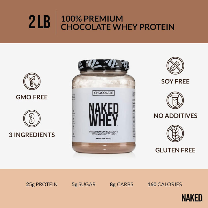 NAKED Chocolate Whey powder shake in glass with rich chocolate flavor