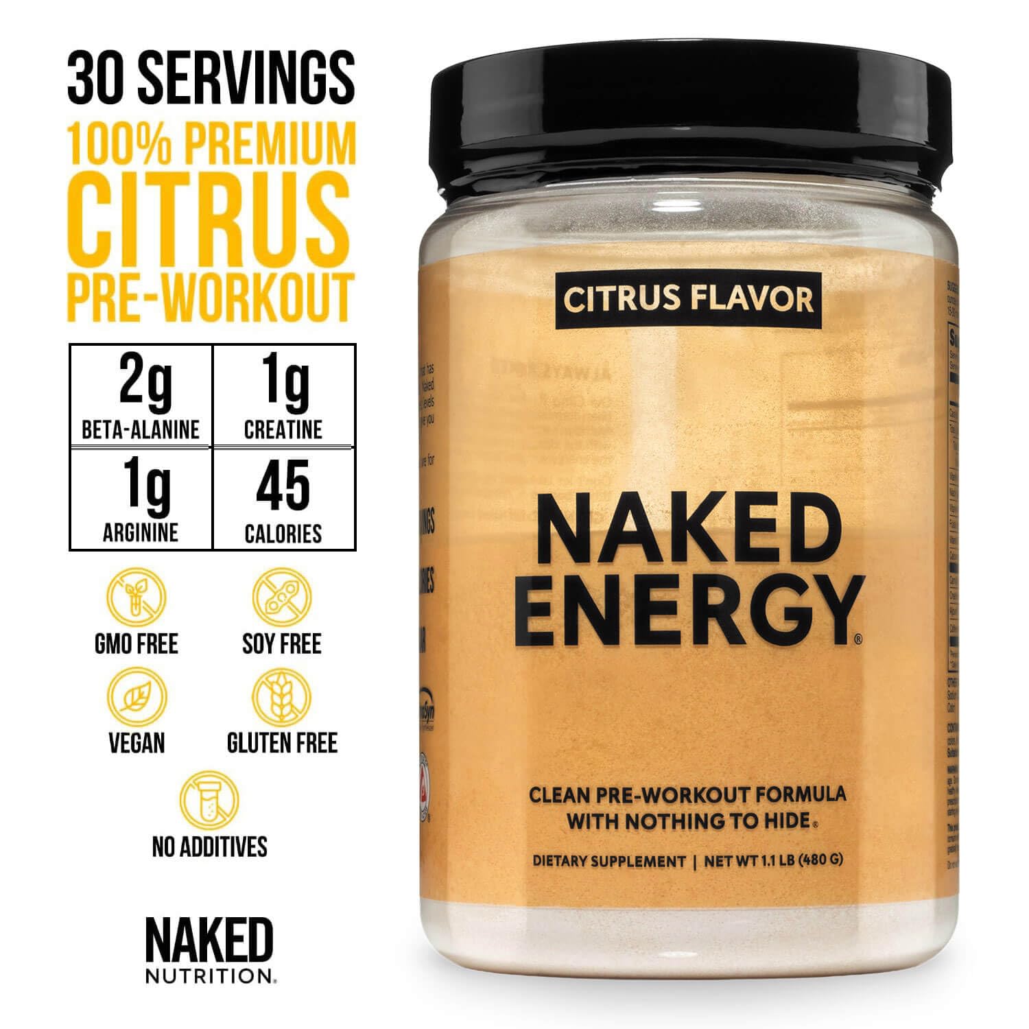 Naked Citrus Energy scoop and measuring spoon for consistent servings.