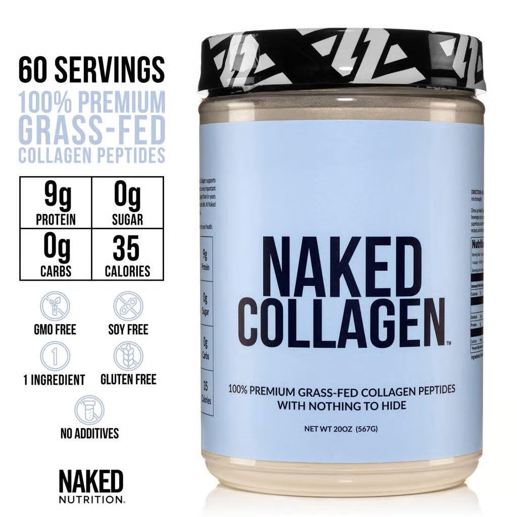 NAKED Collagen Peptides powder scoop for precise, consistent daily protein boost.