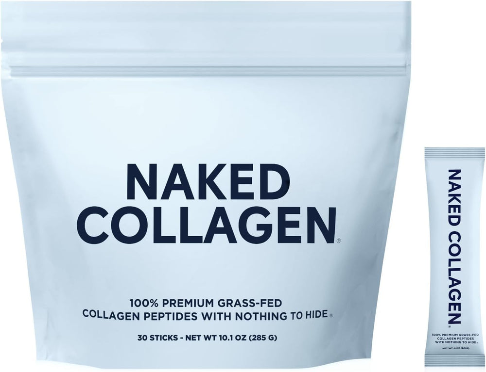 NAKED Collagen Stick Packs image of pasture-raised bovine hide powder for daily nourishment.