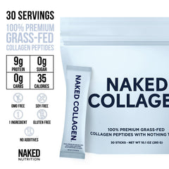 NAKED Collagen Stick Packs travel sachets for on-the-go nutrition.
