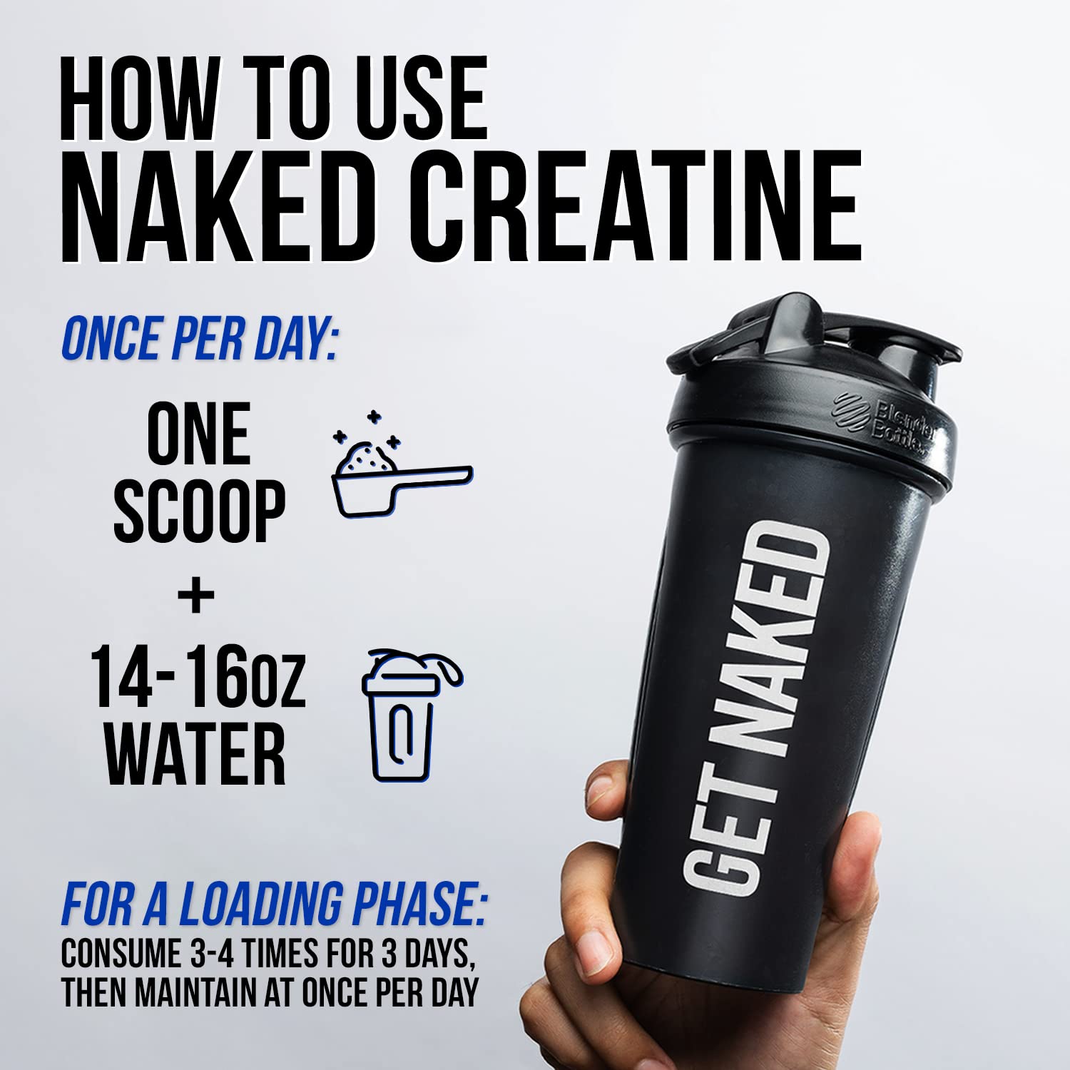 NAKED Creatine Monohydrate pack shown on a store shelf