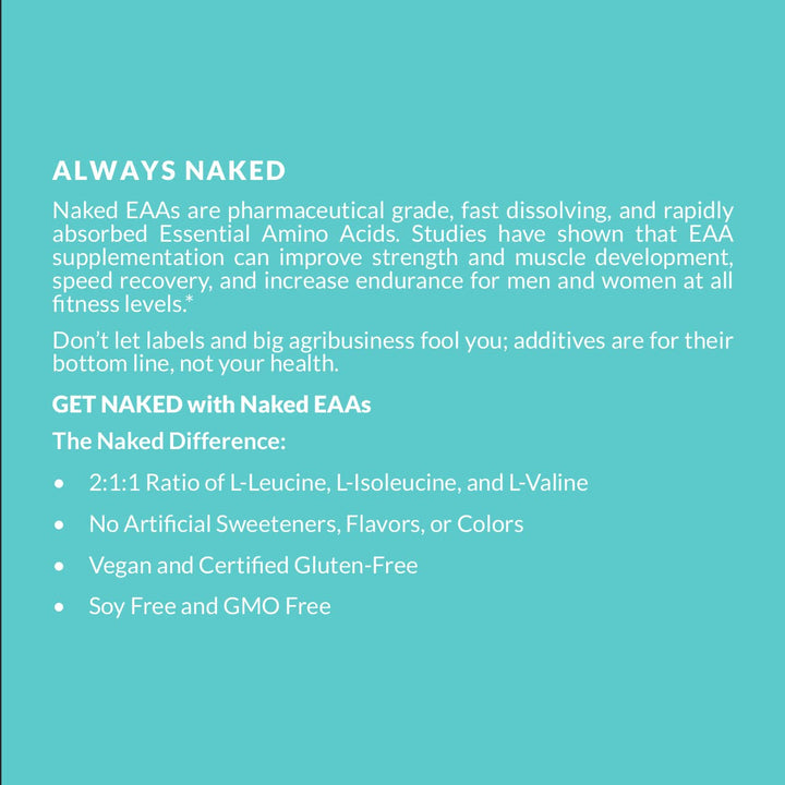 Vegan and gluten-free badge on Naked EAAs packaging