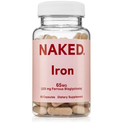 Naked Iron 65mg capsules on display highlighting high bioavailability.