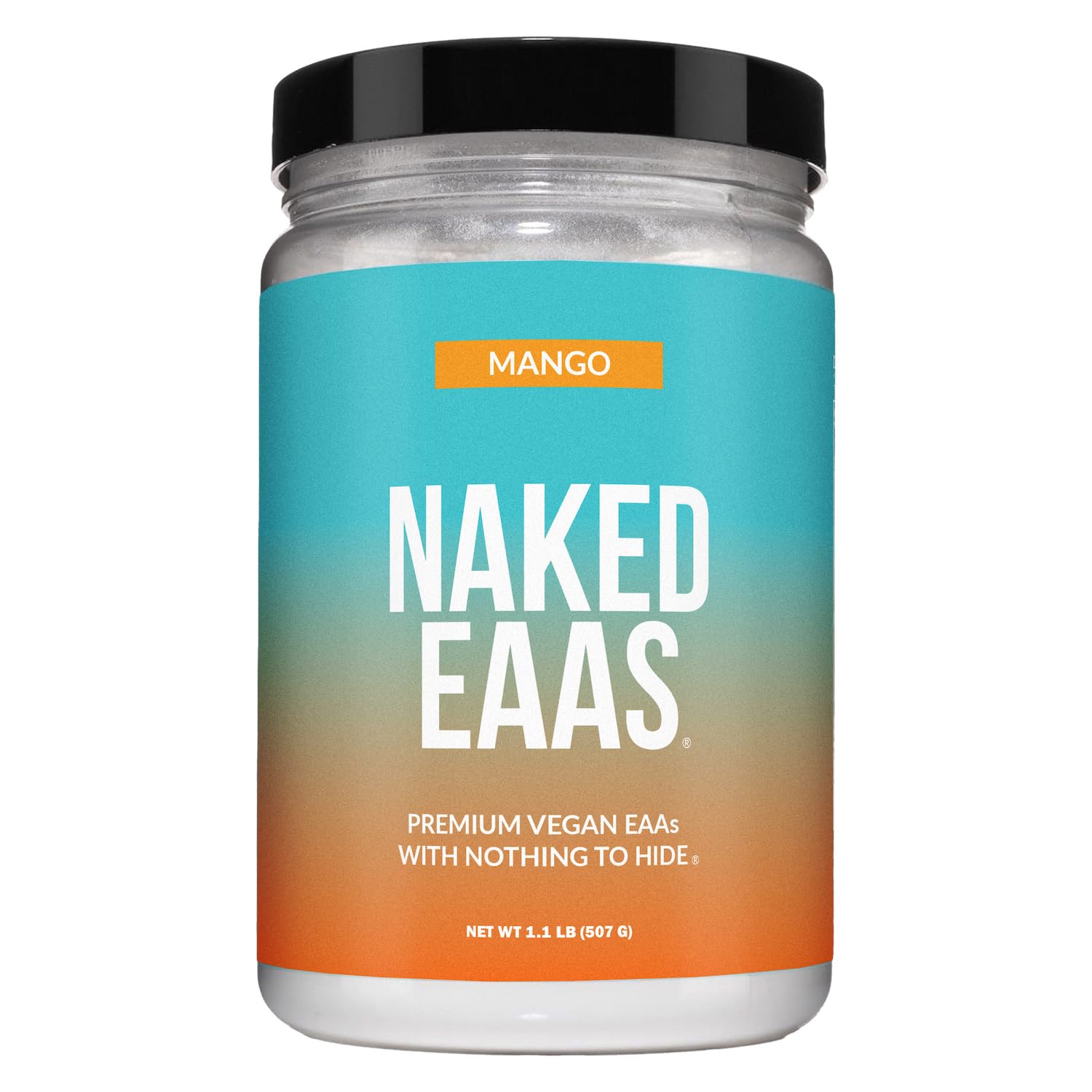NAKED Mango EAAs powder tub showing purity for gym performance