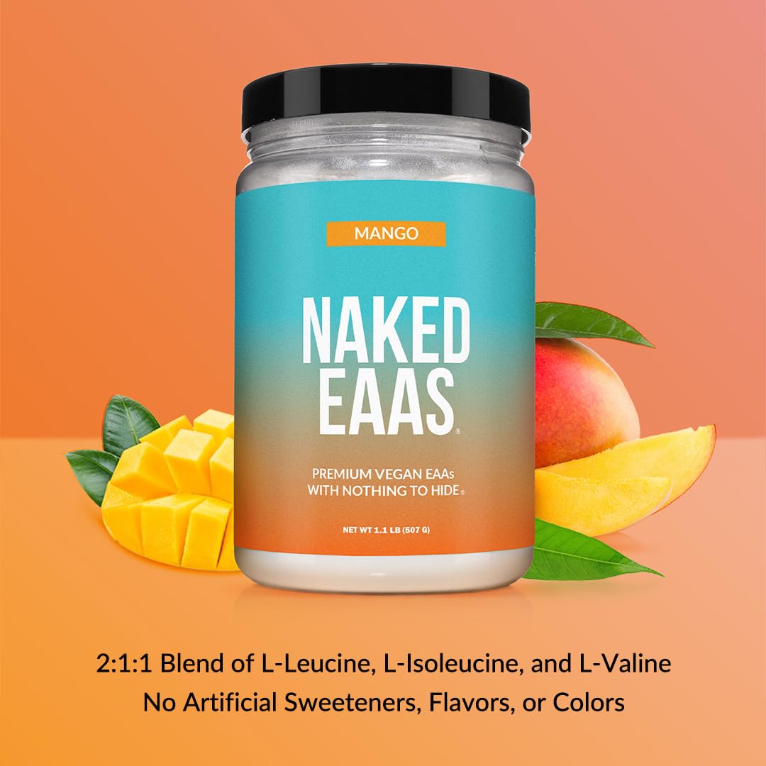 NAKED Mango EAAs serving scoop ready for pre-workout fueling