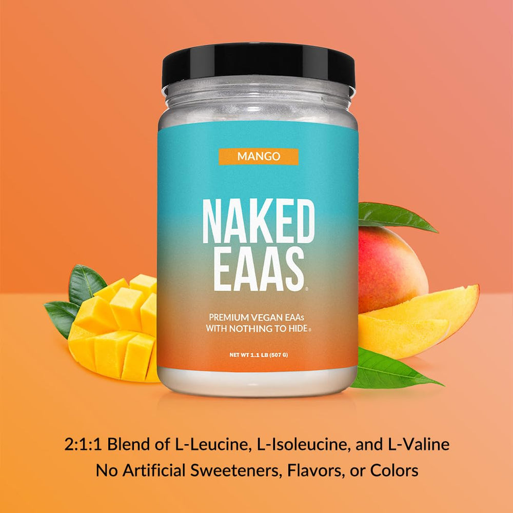 NAKED Mango EAAs serving scoop ready for pre-workout fueling