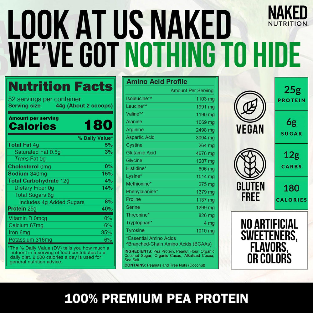 NAKED Pea organic coconut sugar feature for natural sweetness