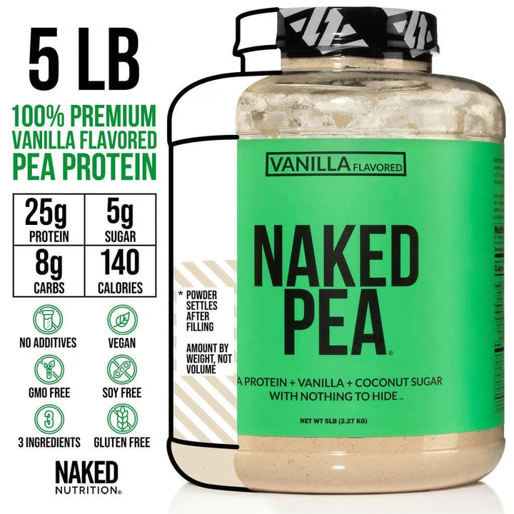 Shaker with NAKED Pea Vanilla Protein mixed into a smooth post-workout drink