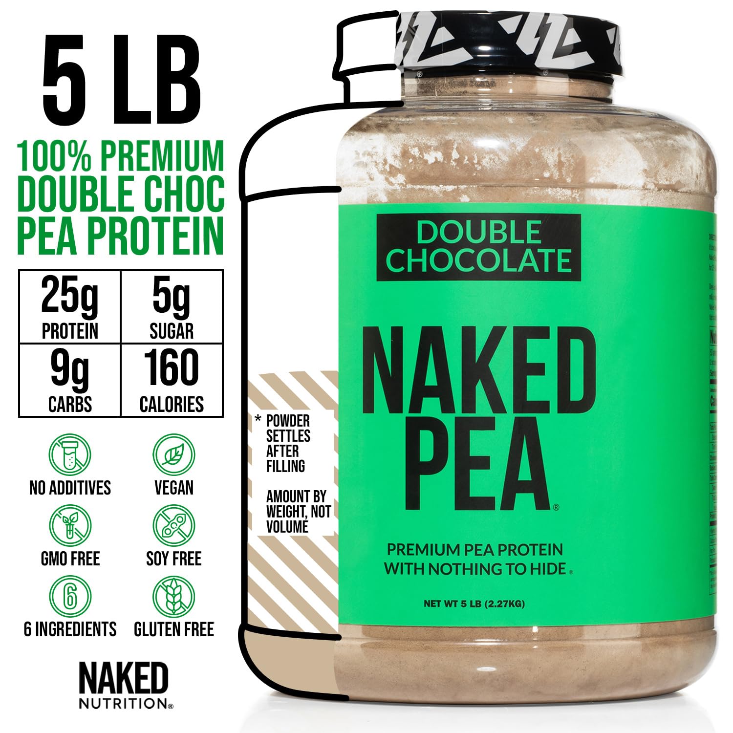 Naked Pea vegan protein scoop showing convenient serving.