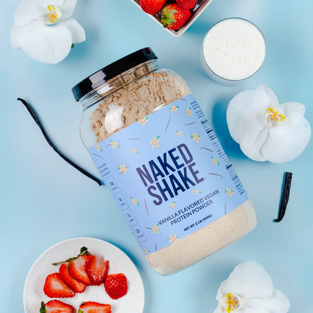 NAKED Shake label notes USA and Canada-grown pea protein.