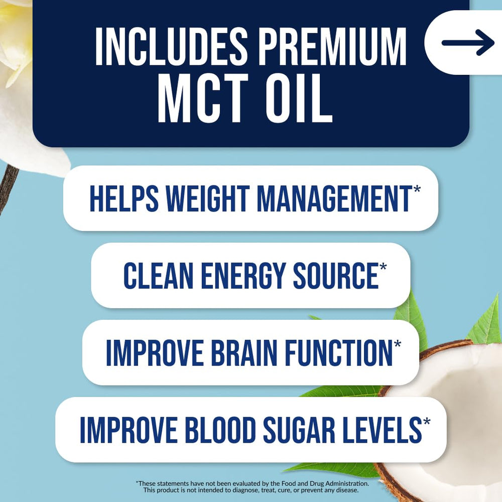 Mixed vanilla shake being poured into a glass from NAKED Shake.