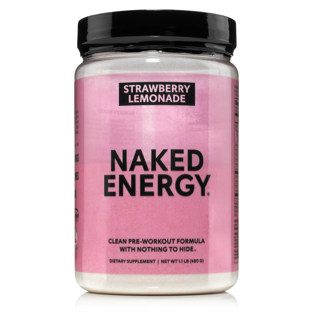 NAKED Strawberry Lemonade Energy bottle showcases on-the-go pre-workout energy