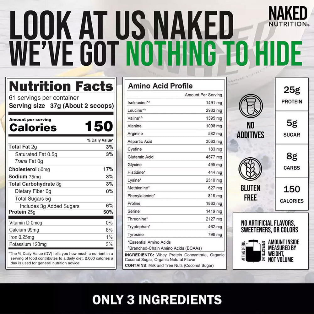 NAKED Vanilla Whey Protein shake glass ready for post-workout