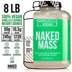 NAKED Vegan Mass Vanilla shake pour shows creamy vanilla energy after workouts