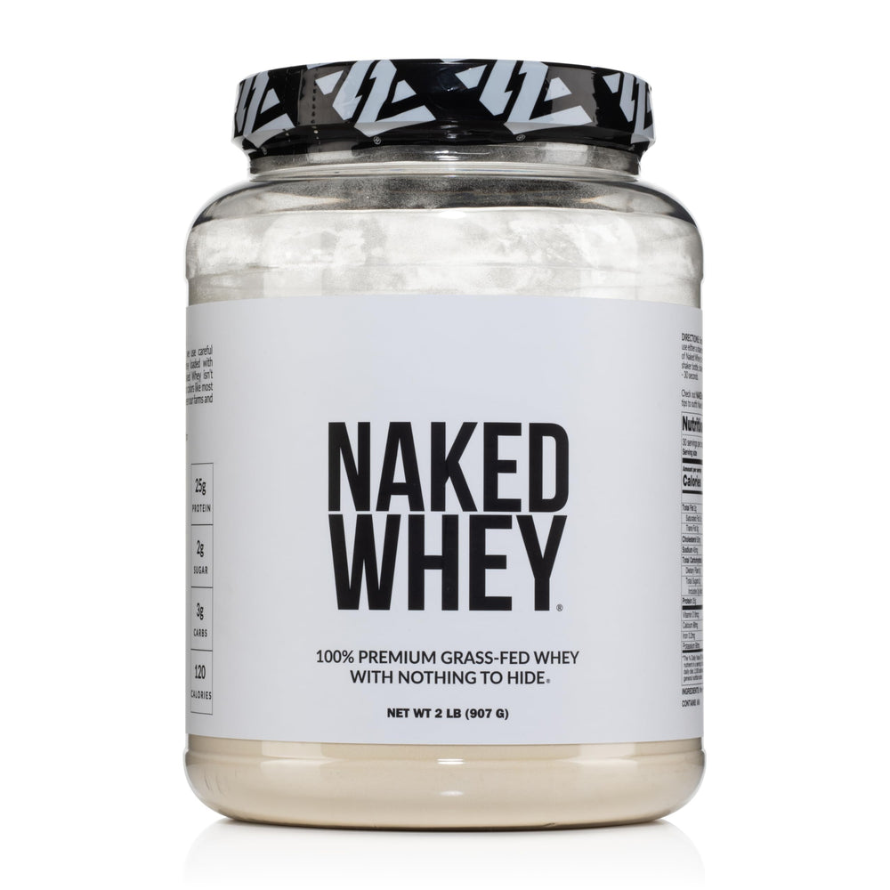 NAKED Whey 2lb bag—unflavored protein for clean workouts.
