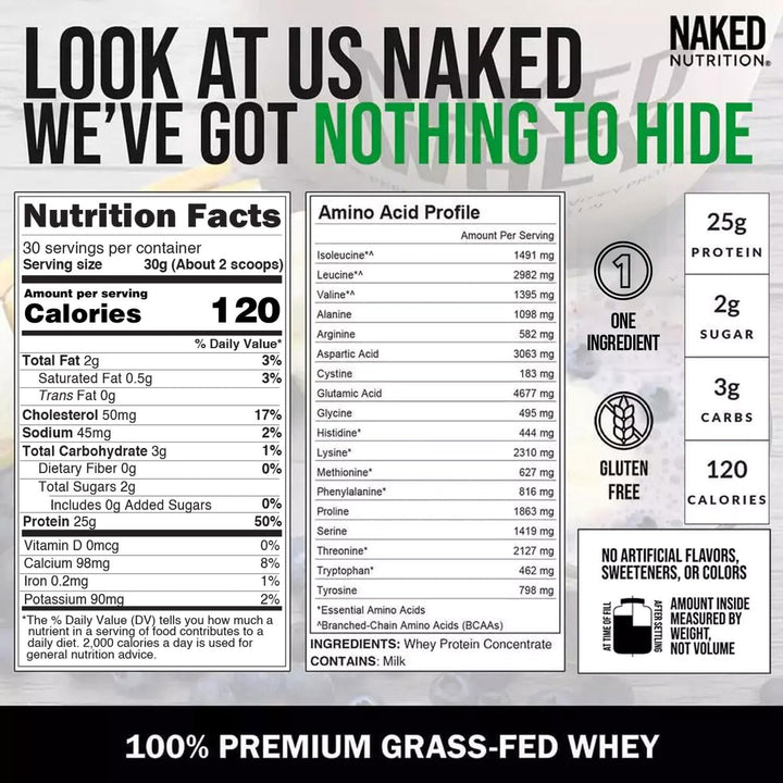 NAKED Whey cold-processed label—preserves naturally occurring qualities.