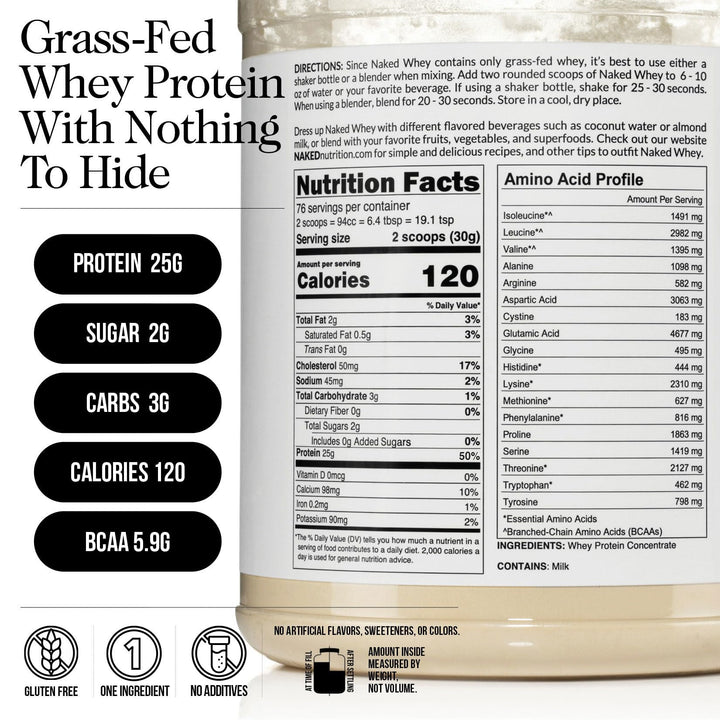 NAKED WHEY cold-processed powder preserves natural protein.