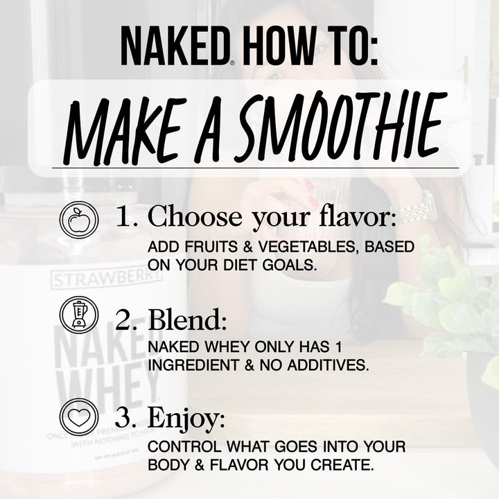 NAKED WHEY shake mix in bottle for easy blending.
