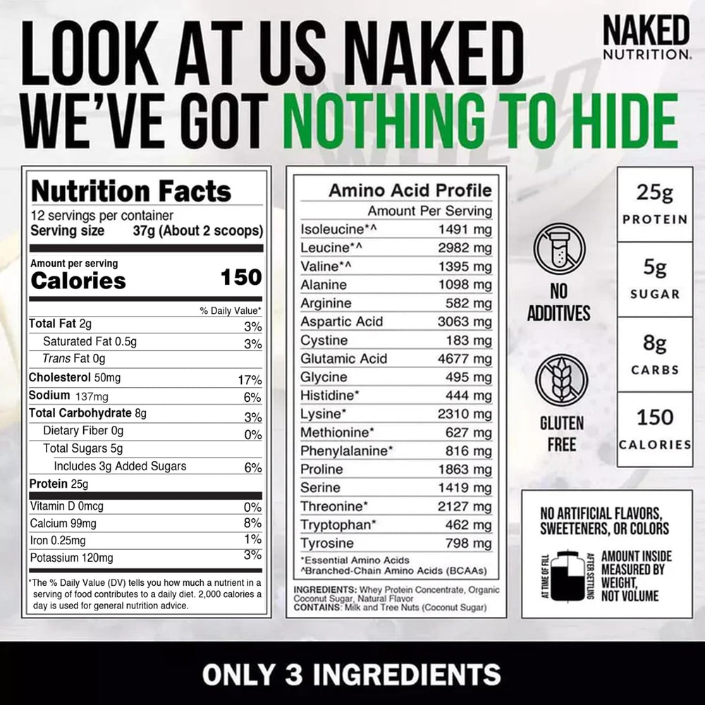 NAKED Proteína de Suero Vainilla: origen Idaho y California para proteína natural