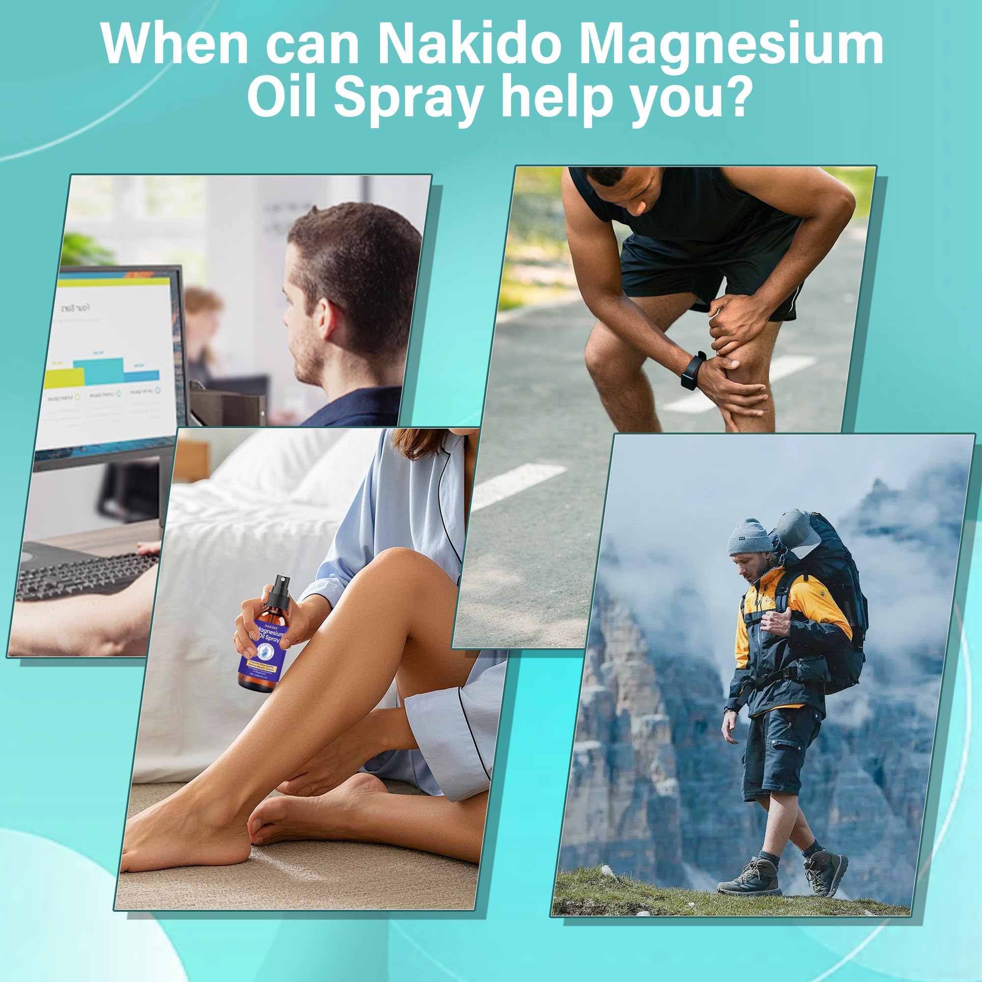 Nakido magnesium spray on feet after standing all day.