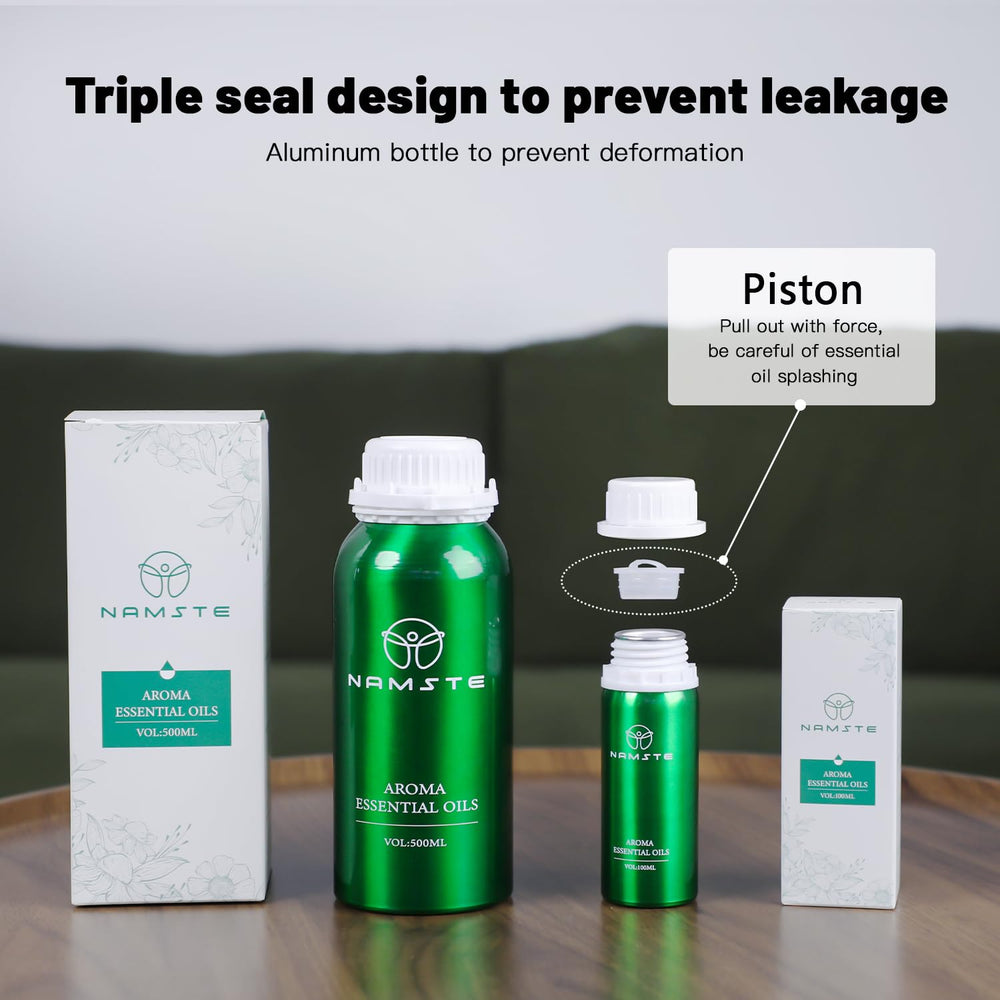 NAMSTE Aluminum bottle seal preserves aroma and purity of Namste diffuser oil.