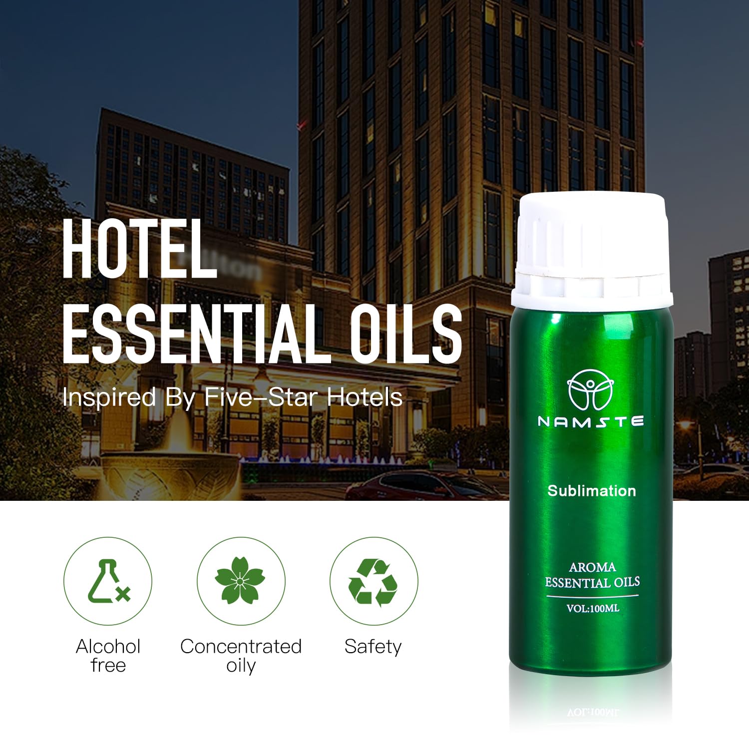 NAMSTE Premium packaging for Namste diffuser oil and spa-inspired diffusion.